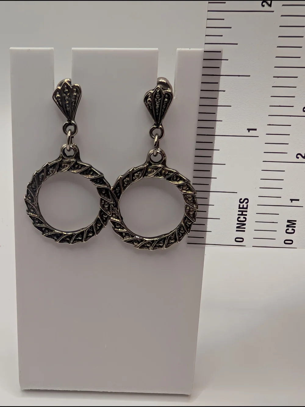 Vintage-Inspired Silver Tone Hoop Drop Earrings